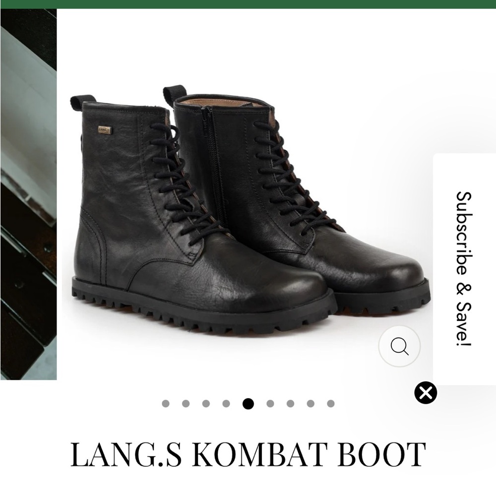 Lang.S Black Leather Combat Boots